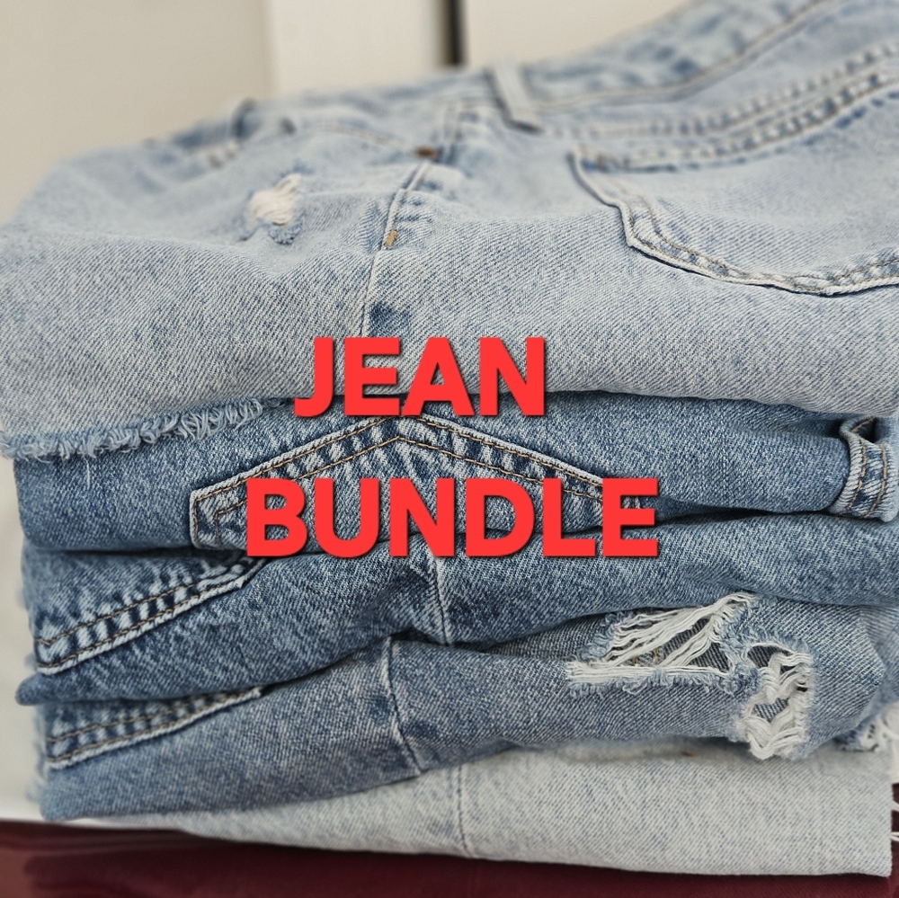 5 Pairs Distressed Blue  Jeans Bundle Various Brands